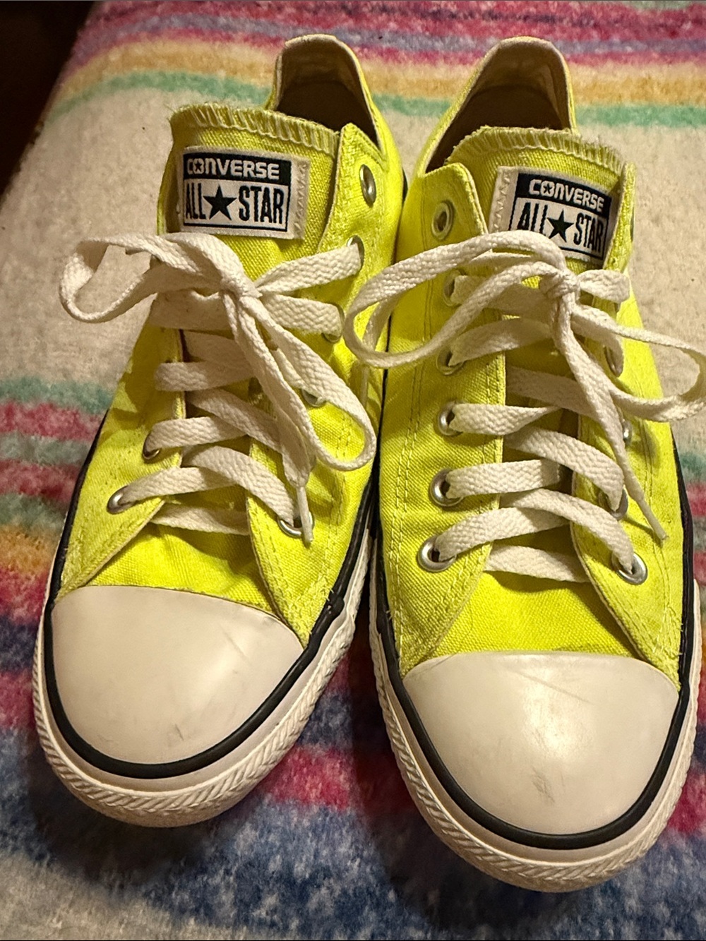 Converse All Star Low Top Sneakers in Neon Yellow and White